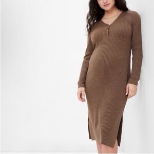 GAP Brown Ribbed Sweater Dress Maternity